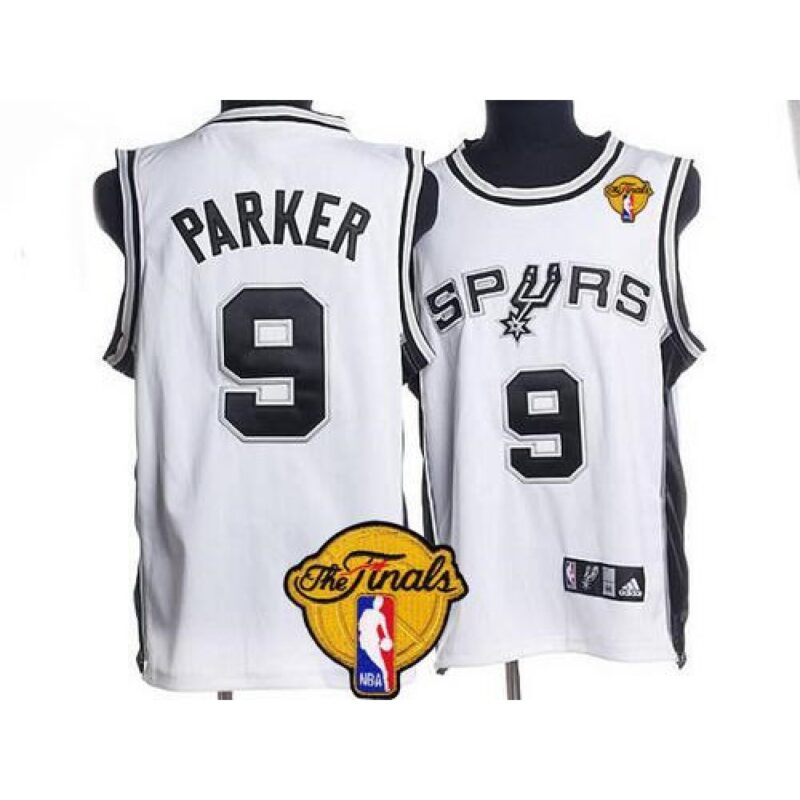 68641a6a6b00d_1 Spurs #9 Tony Parker Stitched White Finals Patch NBA Jersey