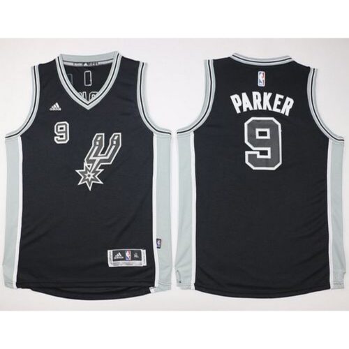 68641a90f2a40_1 Spurs #9 Tony Parker Black New Road Youth Stitched NBA Jersey