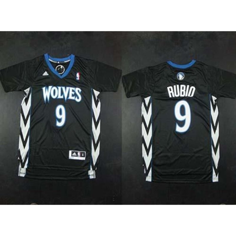 68641b49e8189_1 Timberwolves #9 Ricky Rubio Black Alternate Stitched NBA Jersey
