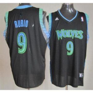 68641b5065a19_1 Timberwolves #9 Ricky Rubio Black Vibe Stitched NBA Jersey