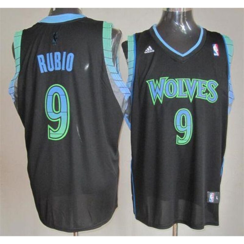 68641b5065a19_1 Timberwolves #9 Ricky Rubio Black Vibe Stitched NBA Jersey