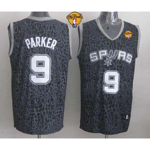 68641b6083862_1 Spurs #9 Tony Parker Black Crazy Light Finals Patch Stitched NBA Jersey
