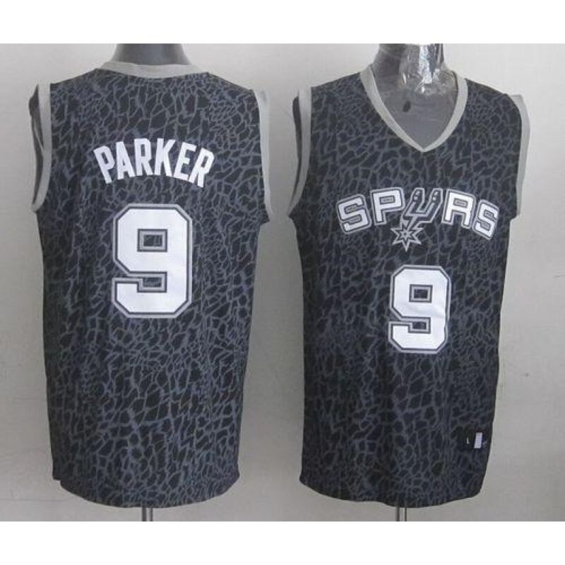 68641b6a5d7f2_1 Spurs #9 Tony Parker Black Crazy Light Stitched NBA Jersey