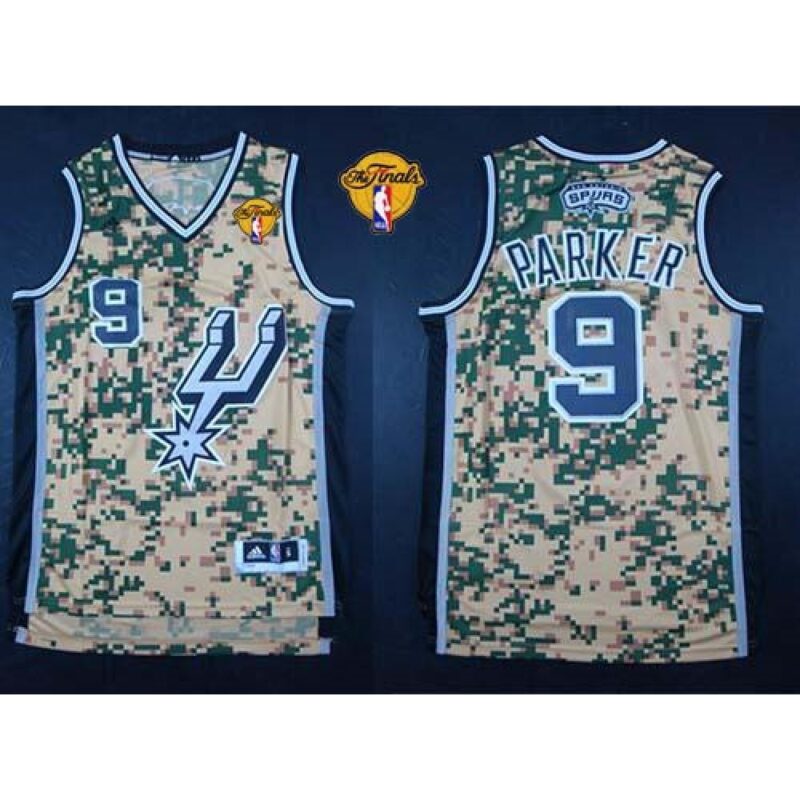 68641b7b12b38_1 Spurs #9 Tony Parker Camo Finals Patch Stitched NBA Jersey