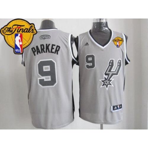 68641b886a43e_1 Spurs #9 Tony Parker Grey Alternate Finals Patch Stitched NBA Jersey