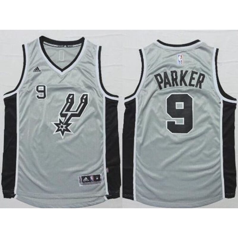 68641b8bc8418_1 Spurs #9 Tony Parker Grey Alternate Stitched NBA Jersey