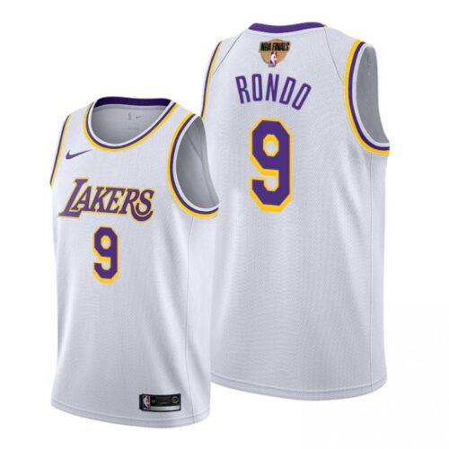 68641bbee350f_1 Men's Los Angeles Lakers #9 Rajon Rondo 2020 White Finals Bound Association Edition Stitched Jersey