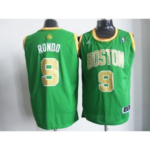 68641bda5e937_1 Celtics #9 Rajon Rondo Green(Gold NO.) Revolution 30 Stitched NBA Jersey