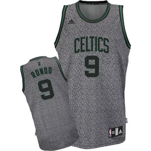 68641bf5304c1_1 Celtics #9 Rajon Rondo Grey Static Fashion Embroidered NBA Jersey