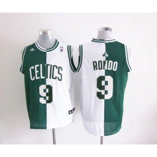 68641bf891db3_1 Celtics #9 Rajon Rondo Green/White Split Fashion Embroidered NBA Jersey
