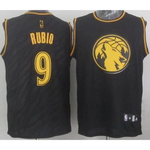 68641c5412c5f_1 Timberwolves #9 Ricky Rubio Black Precious Metals Fashion Stitched NBA Jersey