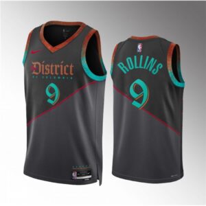 68641c5dd04fa_1 Men's Washington Wizards #9 Ryan Rollins Black 2023/24 City Edition Stitched Basketball Jersey