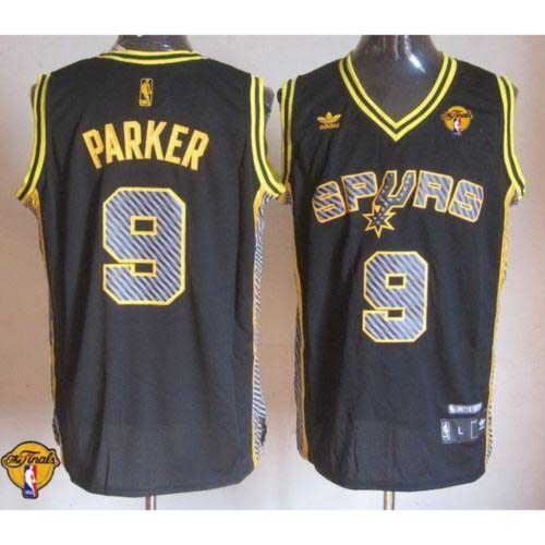 68641c758ac9e_1 Spurs #9 Tony Parker Black Electricity Fashion Finals Patch Stitched NBA Jersey