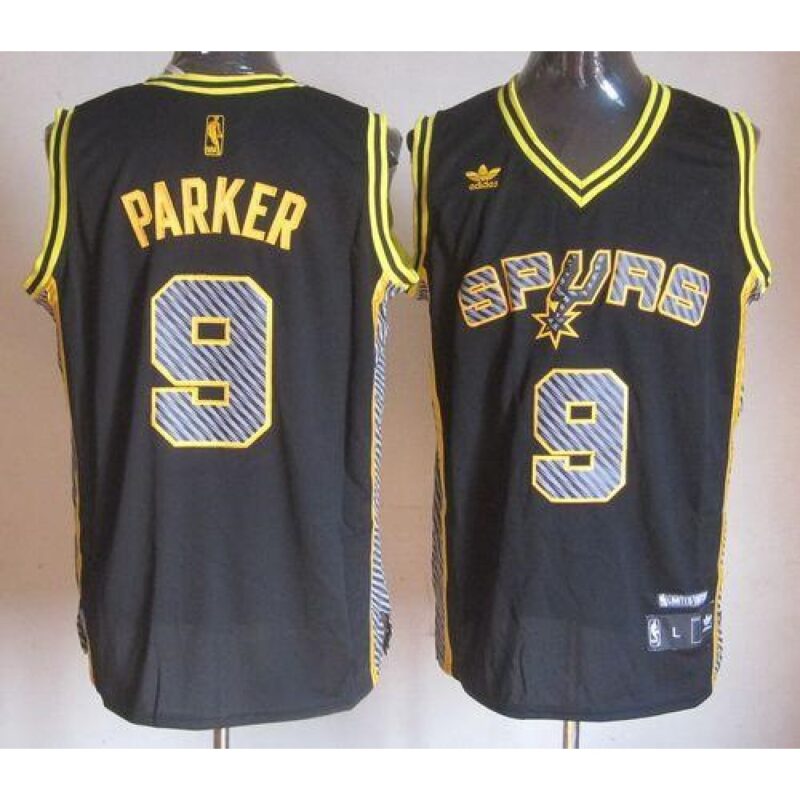 68641c7c7e445_1 Spurs #9 Tony Parker Black Electricity Fashion Stitched NBA Jersey
