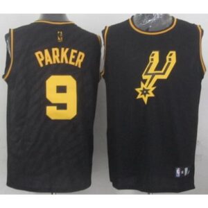 68641c8b038d2_1 Spurs #9 Tony Parker Black Precious Metals Fashion Stitched NBA Jersey