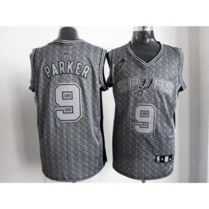 68641c98a34ed_1 Spurs #9 Tony Parker Grey Static Fashion Stitched NBA Jersey