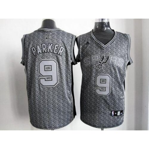 68641c98a34ed_1 Spurs #9 Tony Parker Grey Static Fashion Stitched NBA Jersey