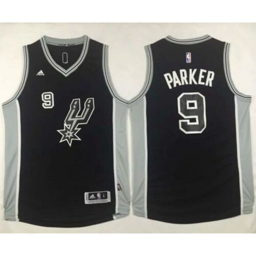 68641c9c4467b_1 Spurs #9 Tony Parker Black New Road Stitched NBA Jersey