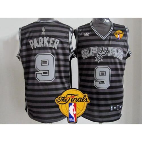 68641d7123786_1 Spurs #9 Tony Parker Black/Grey Groove Finals Patch Stitched NBA Jersey