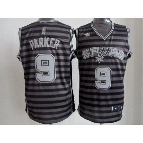 68641d74da90a_1 Spurs #9 Tony Parker Black/Grey Groove Stitched NBA Jersey