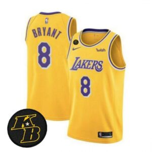 68641db1be75a_1 Men's Los Angeles Lakers #8 Kobe Bryant Yellow With KB Patch 2018-2019 Wish Swingman Stitched NBA Jersey