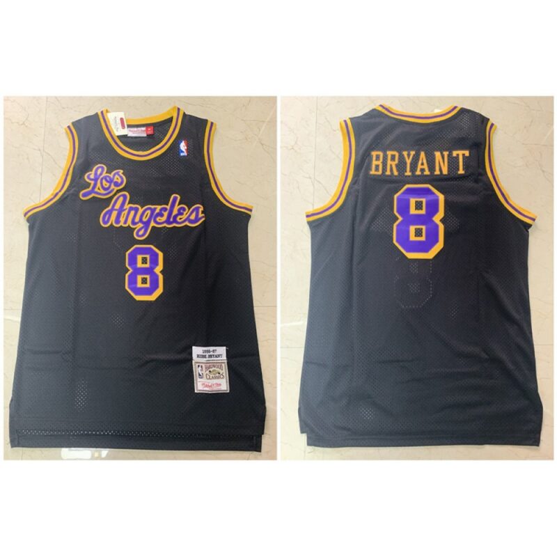 68641db8b4a81_1 Men's Los Angeles Lakers #8 Kobe Bryant Black 1996-1997 Throwback Stitched Jersey