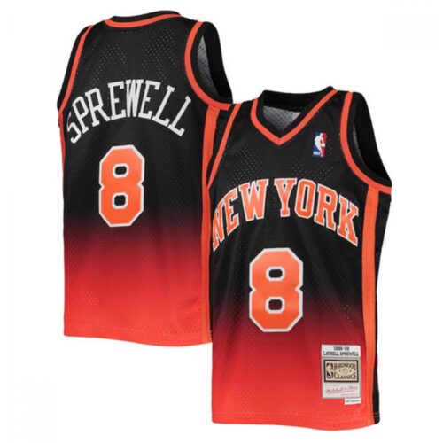 68641e5201d5e_1 Men's New York Knicks #8 Latrell Sprewell 1998-99 Orange/Black Throwback Stitched Jersey
