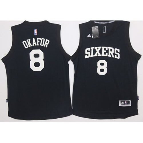 76ers #8 Jahlil Okafor Black Fashion Stitched NBA Jersey