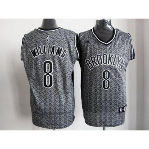 68641f3e389fb_1 Nets #8 Deron Williams Grey Static Fashion Stitched NBA Jersey