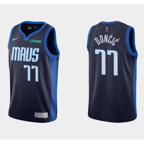 68641f9dbe4fe_1 Men's Dallas Mavericks #77 Luka Doncic Black and Blue Stitched Jersey
