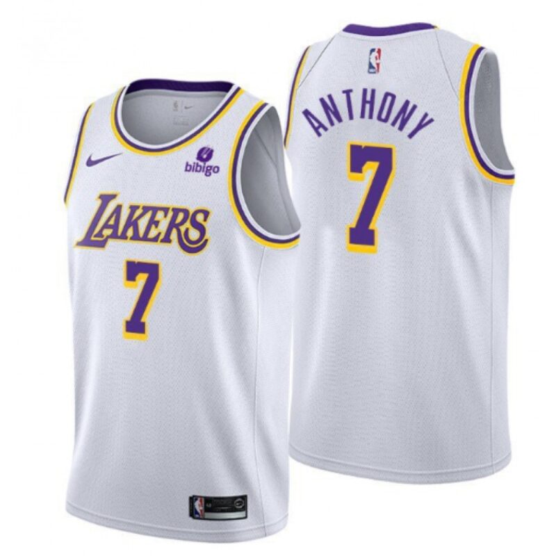 68641fe1d3a24_1 Men's Los Angeles Lakers #7 Carmelo Anthony "bibigo" White 75th Anniversary Stitched Jersey
