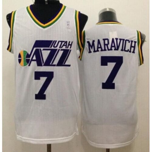 686421aae0e89_1 Jazz #7 Pete Maravich White Throwback Stitched NBA Jersey