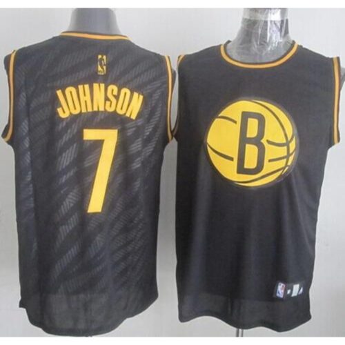 686421fcb4a0b_1 Nets #7 Joe Johnson Black Precious Metals Fashion Stitched NBA Jersey