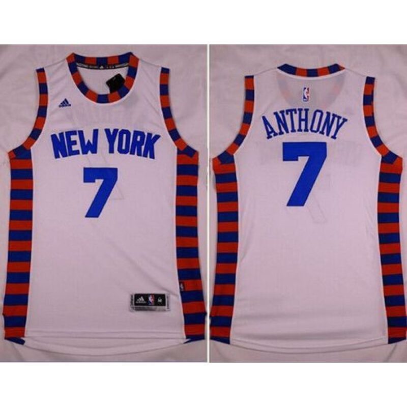 68642381c7c05_1 Knicks #7 Carmelo Anthony White Hardwood Classics Performance Stitched NBA Jersey