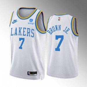 6864240492840_1 Men's Los Angeles Lakers #7 Troy Brown Jr. 2022/23 White Classic Edition Stitched Basketball Jersey