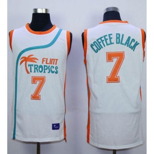 6864240e90876_1 Flint Tropics #7 Coffee Black White Semi-Pro Movie Stitched Basketball Jersey