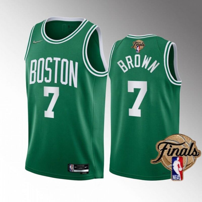 6864243b43c4c_1 Men's Boston Celtics #7 Jaylen Brown 2022 Green NBA Finals Stitched Jersey