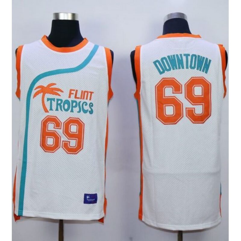 68642491538b1_1 Flint Tropics #69 Downtown White Semi-Pro Movie Stitched Basketball Jersey