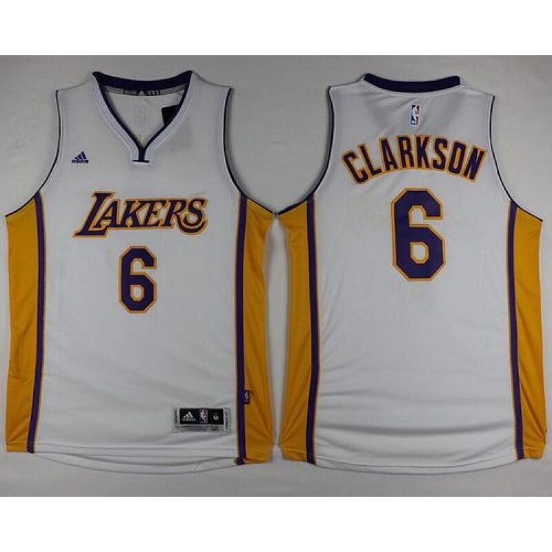 6864249ee9fcd_1 Lakers #6 Jordan Clarkson White Stitched NBA Jersey