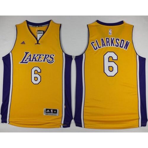 686424a8ad35d_1 Lakers #6 Jordan Clarkson Yellow Stitched NBA Jersey