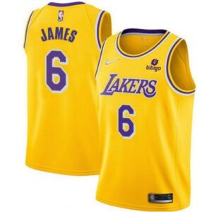 686424ac0bbfb_1 Men's Los Angeles Lakers #6 LeBron James 75th Anniversary Yellow Stitched Basketball Jersey