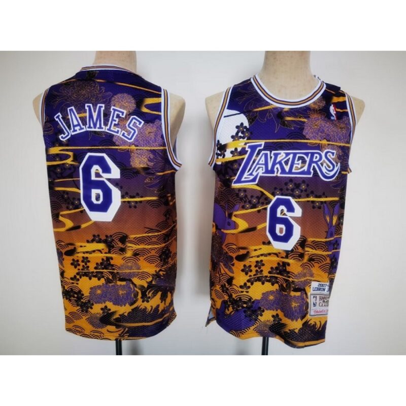68642581b3247_1 Men's Los Angeles Lakers #6 LeBron James Purple Throwback basketball Jersey