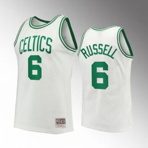 6864259979189_1 Men's Boston Celtics #6 Bill Russell White Throwback Stitched Jersey