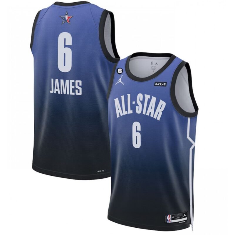 686426744417e_1 Men's 2023 All-Star #6 LeBron James Blue With NO.6 Patch Game Swingman Stitched Basketball Jersey