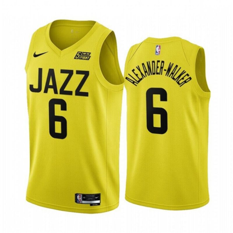 6864268f1fbcd_1 Men's Utah Jazz #6 Nickeil Alexander-Walker 2022/23 Yellow Icon Edition Stitched Basketball Jersey