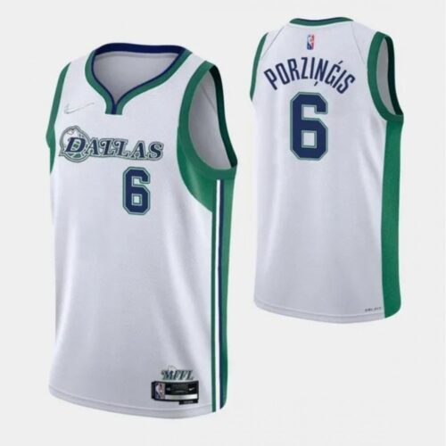 6864269c78124_1 Men's Dallas Mavericks #6 Kristaps Porzingis 2021/22 White City Edition Stitched Jersey