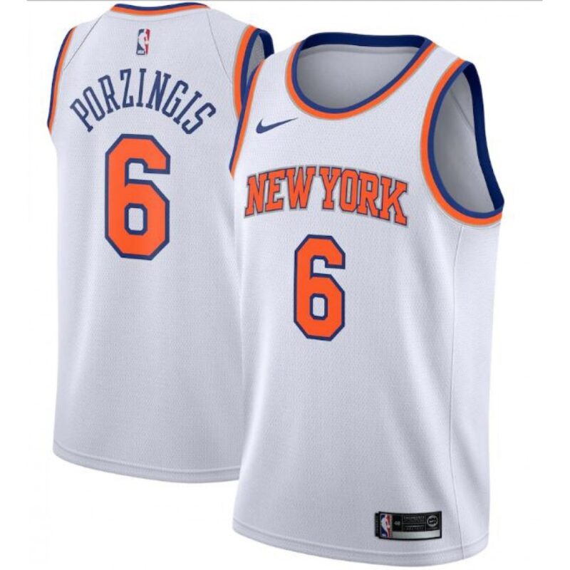 68642704d16ab_1 New Yok Knicks #6 Kristaps Porzingis White Association Edition Stitched Swingman Jersey