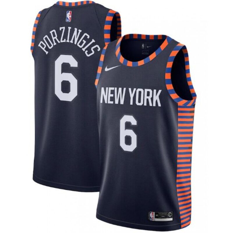 6864270ee9d8e_1 New Yok Knicks #6 Kristaps Porzingis Navy City Edition Stitched Swingman Jersey