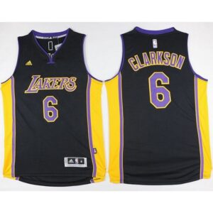 6864272d49c9e_1 Lakers #6 Jordan Clarkson Black(Purple NO.) Stitched NBA Jersey