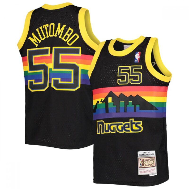 6864275857a91_1 Men's Denver Nuggets #55 Dikembe Mutombo Black 1991-92 Hardwood Classics Reload Throwback Stitched Jersey